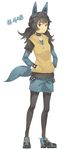  :&lt; black_hair choker full_body gen_4_pokemon hands_in_pockets highres hood hoodie lucario pan8 pantyhose personification pokemon shoes sleeveless sleeveless_hoodie sneakers solo spiked_choker spikes white_background 