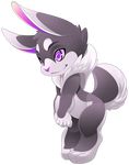  2015 alpha_channel ambiguous_gender anthro cute fur grey_fur hindpaw lagomorph long_ears mammal paws pink_nose purple_eyes rabbit rudragon simple_background solo standing transparent_background 