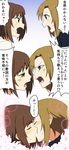  abarai575 asterisk_(idolmaster) bad_id bad_pixiv_id blush brown_hair comic dachou_club fang green_eyes highres idolmaster idolmaster_cinderella_girls kiss maekawa_miku multiple_girls open_mouth short_hair tada_riina translated yuri 