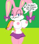  anthro babs_bunny big_breasts blue_eyes breasts female flashing fur pink_fur smile solo tiny_toon_adventures warner_brothers 