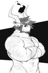  beard biceps caprine demon facial_hair fur goat hairy horn hunk kokuhane male mammal muscles pecs 