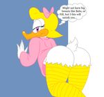  anthro avian bent_over bird blonde_hair butt duck feathers female flashing hair lil_scooter56 purple_eyes shirley_the_loon tiny_toon_adventures warner_brothers 