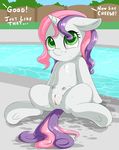 2015 dialogue english_text equine fearingfun female feral friendship_is_magic green_eyes hair hi_res horn long_hair mammal multicolored_hair my_little_pony outside sitting smile solo spread_legs spreading sweetie_belle_(mlp) swimming_pool teats text two_tone_hair unicorn water wet young 