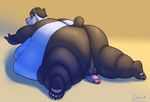  balls bear belly blush butt chubby erection feet fur humanoid_penis immobile junga male mammal obese overweight panda paws penis shy up 