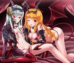  :p all_fours bare_shoulders blonde_hair breasts cleavage demon_girl demon_tail elbow_gloves gloves horns kneeling long_hair looking_at_viewer lord_of_vermilion lord_of_vermilion_iii mask medium_breasts milia_(lord_of_vermilion) multiple_girls navel original panties pointy_ears red_eyes red_legwear shimo_(depthbomb) short_hair side-tie_panties silver_hair single_thighhigh small_breasts tail thighhighs tongue tongue_out underwear untied untied_panties wings yellow_eyes 