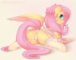  2015 blush camel_toe clothing equine evehly feral fluttershy_(mlp) friendship_is_magic hi_res mammal my_little_pony panties pegasus smile solo underwear wings 