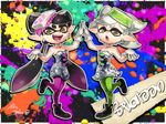  brown_eyes callie_(splatoon) clothing duo ear_piercing female gloves inkling looking_at_viewer marie_(splatoon) nintendo piercing splatoon squid_sisters_(splatoon) video_games 