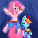  aladdin blue_eyes clothed clothing crossover disney duo earth_pony equine female fez friendship_is_magic genie hair horse kamiraceeker magic_lamp mammal multicolored_hair my_little_pony pegasus pink_hair pinkie_pie_(mlp) pony rainbow_dash_(mlp) rainbow_hair smile wings 