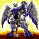  avian big_bulge bird bulge clothing cyran hammer huge_muscles male melee_weapon muscles owl solo sova thong tools underwear war_hammer_(weapon) weapon wings yellow_sclera 