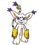  anthro balls digimon digital_media_(artwork) erection feline front_view gatomon humanoid_penis looking_at_viewer male mammal partially_retracted_foreskin penis standing tongue tongue_out uncut unknown_artist whiskers 