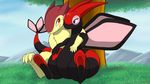  alternate_color duo female feral flygon grass kaida kuroodod male nintendo outside pok&eacute;mon purple_eyes red_eyes sitting sky tree typhlosion video_games 