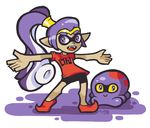  cephalopod female inkling looking_at_viewer marine nintendo pointy_ears ponytail purple_eyes shantae shantae_(series) splatoon squid video_games 