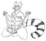 anthro balls big_penis erection kneeling kotetsu_rexen looking_at_viewer male mammal monochrome penis raccoon simple_background smile solo thick_penis tongue tongue_out uncut vein whiskers white_background 