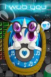  &lt;3 2015 ? basket blue_hair cute english_text engrishman equine eyewear female friendship_is_magic glasses hair headphones horn looking_at_viewer mammal my_little_pony nom purple_eyes record solo sunglasses text unicorn vinyl_scratch_(mlp) young 