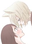  1girl animal_ears brown_eyes brown_hair fox_ears hetero kamisama_hajimemashita momozono_nanami silver_hair tomoe_(kamisama_hajimemashita) 