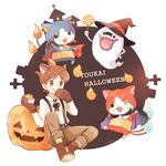  amano_keita animal_ears artist_name blue_fire boots brown_hair candy cape cat cross eating english fangs fire food food_on_face gabunyan ghost gloves halloween haramaki hat jack-o'-lantern jibanyan kemonomimi_mode licking_lips lollipop looking_at_viewer mei_(maysroom) multiple_tails notched_ear one_eye_closed open_mouth pants paw_gloves paws pumpkin purple_lips short_hair simple_background sitting suspenders swirl_lollipop tail tail-tip_fire tombstone tongue tongue_out two_tails vampire whisper_(youkai_watch) white_background witch_hat youkai youkai_watch youkai_watch_2 
