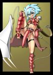  armless blue_eyes blue_hair character_request hairband sirat111 solo toes weapon 