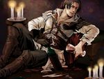  assassin&#039;s_creed assassin&#039;s_creed_ii assassin's_creed assassin's_creed_(series) assassin's_creed_ii boots brown_eyes brown_hair drinking ezio_auditore_da_firenze fire gradient gradient_background male_focus ponytail sitting solo 