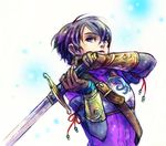  black_hair fire_emblem fire_emblem:_seisen_no_keifu gloves male_focus purple_eyes rio-sout skasaha_(fire_emblem) solo sword weapon 
