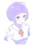  araki_rena blush green_eyes nagisa_kurousagi purple_hair school_uniform short_hair smile solo tokyo_7th_sisters 