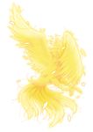  caladrius caladrius_(character) feathers fire flying glowing gradient gradient_background official_art phoenix simple_background solo yasuda_suzuhito 