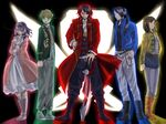  3boys ahim_de_famille belt black_hair blonde_hair blue_eyes boots brown_hair captain_marvelous clenched_hand coat don_dogoier dress full_body glowing glowing_eyes green_eyes hairband holding holding_sword holding_weapon jewelry joe_gibken kaizoku_sentai_gokaiger knee_boots kneehighs long_hair long_sleeves looking_at_viewer luka_millfy multiple_boys multiple_girls necklace necktie pants pantyhose pink_eyes red_eyes short_hair simple_background sora_megumu standing super_sentai sword uniform weapon white_dress white_legwear yellow_eyes 