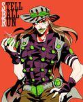  anz ball belt blonde_hair cape green_eyes green_lipstick gyro_zeppeli hat jojo_no_kimyou_na_bouken lipstick long_hair makeup male_focus solo steel_ball_run 