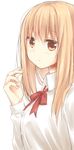  blonde_hair blush doma_umaru highres himouto!_umaru-chan long_hair looking_at_viewer matsuda_hikari school_uniform simple_background solo white_background yellow_eyes 