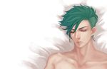  aqua_hair bad_id bad_pixiv_id bed closed_eyes closed_mouth diamond_wa_kudakenai earrings haruka4413 jewelry jojo_no_kimyou_na_bouken kishibe_rohan male_focus sleeping solo 