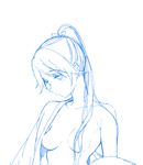  bad_id bad_pixiv_id breasts houshou_(kantai_collection) kantai_collection long_hair monochrome open_clothes open_robe ponytail robe sakiyo_cake sketch small_breasts solo upper_body 
