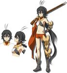  1girl black_hair chaos_dragon concept_art gakushou official_art shorts simple_background weapon 