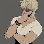  bad_id bad_pixiv_id blonde_hair bracelet caesar_anthonio_zeppeli jewelry jojo_no_kimyou_na_bouken male_focus nomoc solo sunglasses 