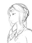  braid character_request french_braid monochrome necklace ponytail taman_go tiara 