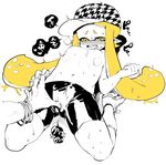 bad_id bad_pixiv_id baseball_cap bike_shorts blonde_hair blush breasts daunii_(splatoon) fangs fingering fingering_through_clothes hat heart inkling long_hair monochrome navel nipples nose_blush open_mouth pointy_ears saliva shoes simple_background small_breasts sneakers solo_focus splatoon_(series) splatoon_1 spot_color tentacle_hair through_clothes topless white_background yellow_eyes yousuke_(yosk) 