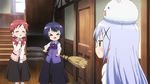  3girls animated animated_gif blue_hair broom eyes_closed gochuumon_wa_usagi_desu_ka? jouga_maya kafuu_chino long_hair low_twintails lowres multiple_girls natsu_megumi red_hair short_hair twintails xd 