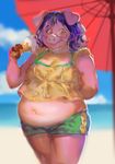  anthro beach belly big_breasts breasts collar dessert female food ice_cream mammal midriff mintymilk obese overweight pig porcine seaside solo 