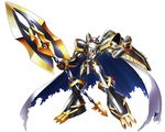 alphamon alphamon_ouryouken armor cape digimon digimon_story:_cyber_sleuth full_armor gauntlets ky?kyoku_senjin_oury?ken kyå«kyoku_senjin_ouryå«ken monster no_humans official_art royal_knights shoulder_pads simple_background solo sword weapon white_background yasuda_suzuhito 