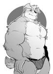  black_nose canine clothed clothing confident dog fur half-dressed invalid_tag jockstrap kokuhane male mammal manly muscles pecs smile strong topless underwear 