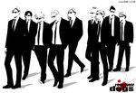  bad_id bad_pixiv_id blood blood_splatter cigarette copyright_name formaggio formal gelato ghiaccio greyscale illuso jojo_no_kimyou_na_bouken melone monochrome multiple_boys necktie parody pesci prosciutto reservoir_dogs risotto_nero shadow smoking sorbet standing suit sunglasses tsumita walking 