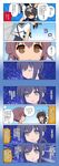  &gt;_&lt; :d :o aotan_nishimoto brown_eyes brown_hair closed_eyes comic commentary_request fubuki_(kantai_collection) highres kantai_collection light_brown_eyes machinery multiple_girls mutsuki_(kantai_collection) open_mouth partially_translated pleated_skirt purple_hair school_uniform serafuku skirt smile torn_clothes translation_request 