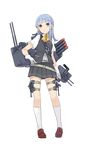  blue_eyes blue_hair full_body gloves hand_on_hip hatsukaze_(kantai_collection) kantai_collection konishi_(koconatu) long_hair machinery official_art red_footwear school_uniform shoes short_sleeves solo transparent_background turret vest white_gloves 