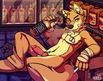  2015 alcohol anthro beverage canine cigarette dingo drunk erection food fur higsby looking_at_viewer male mammal nude penis pinup pose smile smoke smoking solo whiskey 