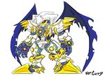  armor artist_name chibi claws digimon dynasmon full_armor gauntlets horns monster no_humans purple_wings red_eyes royal_knights shoulder_pads simple_background solo spikes white_background wings 