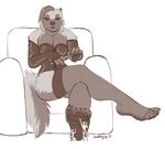  cat clothing corset dominatrix feline female gloves group hyena legwear male mammal micro stockings thefallenwind 
