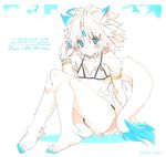  birthday blue_eyes bra cat clothing feline female flat_chested fur hair kemono mammal panties short_hair underwear white_fur white_hair 樹伸歩利 