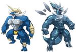  abs anthro biceps bulge clothing dialga dragon duo horn legendary_pok&eacute;mon maldu male mammal muscles nintendo nipples open_mouth pecs pok&eacute;mon red_eyes samurott scalie teeth tongue underwear video_games 