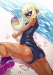  2015 all_fours animal_humanoid beach breasts camel_toe cephalopod cephalopod_humanoid clothing female hi_res humanoid inkling inkling_girl madorima_(a-tuy) marine marine_humanoid mollusk mollusk_humanoid nintendo one-piece_swimsuit outside school_swimsuit seaside solo splatoon swimwear young young_female young_humanoid 
