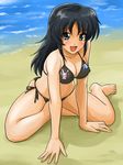  bikini black_eyes black_hair girls_und_panzer long_hair matsui_yasutsugu solo swimsuit yamagou_ayumi 