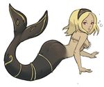  1girl artist_request ass blonde_hair butt dark_skin female gravity_daze gravity_rush hair hairband kat kitten_(gravity_daze) lips marine mermaid red_eyes simple_background solo 