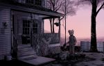  anthro building clothed clothing gloomy house male mammal outside overalls porch rat rodent sky solo standing syrupdude tree watering_can window 